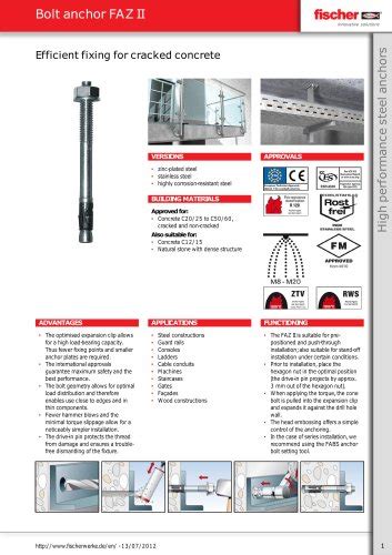 Bolt anchor FAZ II - Artur Fischer - PDF Catalogs | Technical ...