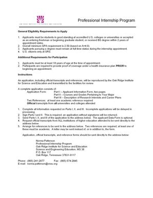 Professional Internship Program Application Form - Blank Fillable ...