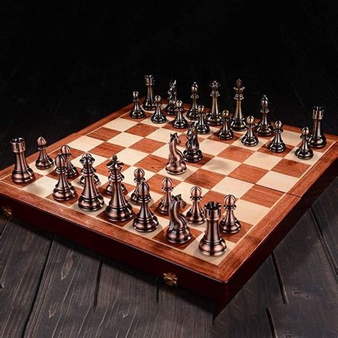 Buy Chess Sets and Boards Board Set Game Metal Bronze and Brass Pieces ...