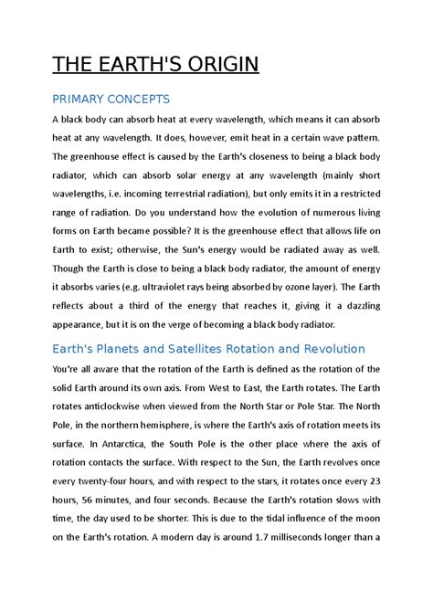 THE Earth Origin - Lecture notes 3 - THE EARTH'S ORIGIN PRIMARY ...