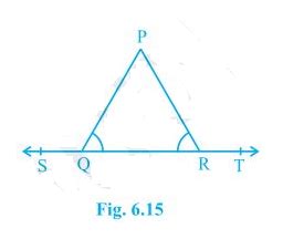 In Fig. 6.15, ∠PQR = ∠PRQ, then prove that ∠PQS = ∠PRT.