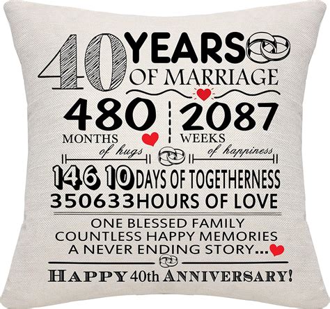 Bommex 40 Years of Marriage Gift 40th Wedding Anniversary Cushion Cover ...