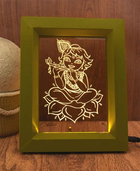 Buy ZULKA Get Your Traditions Olive Color The Baby Krishna 3D LED Light ...