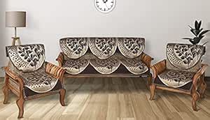 OrientalWeavers Wooden 3+1+1/5 Seater Cotton, Chenille Floral Self ...