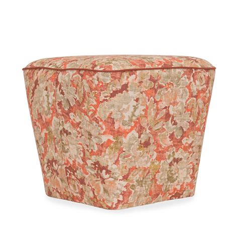 Pouffe - Square Pyramid Shaped Ottoman with Multicolor Printed Fabric ...