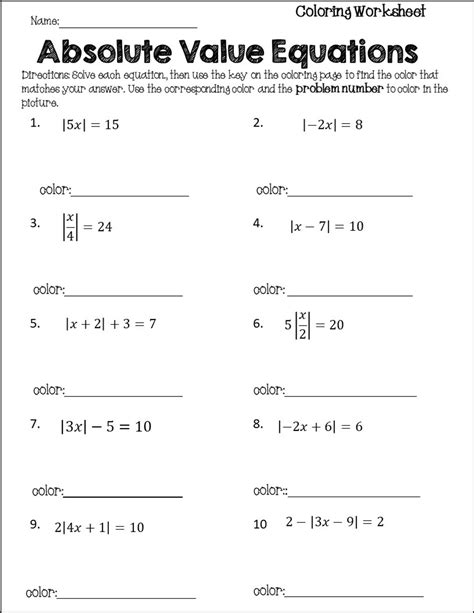 Absolute Value Function Worksheet PDF 的图像结果