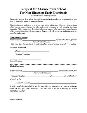 Absence/Early Dismissal Form - Fpds - Fill and Sign Printable Template ...