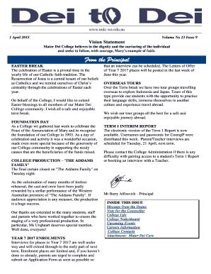 Fillable Online mdc wa edu From the Principal - Mater Dei College - mdc ...