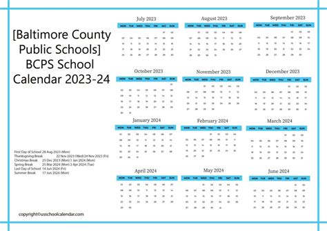 Baltimore City School Holiday Calendar - US School Calendar