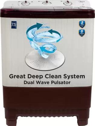 Midea 7.5 KG Semi Automatic Top Loading Washing Machine, Rust proof Bo ...
