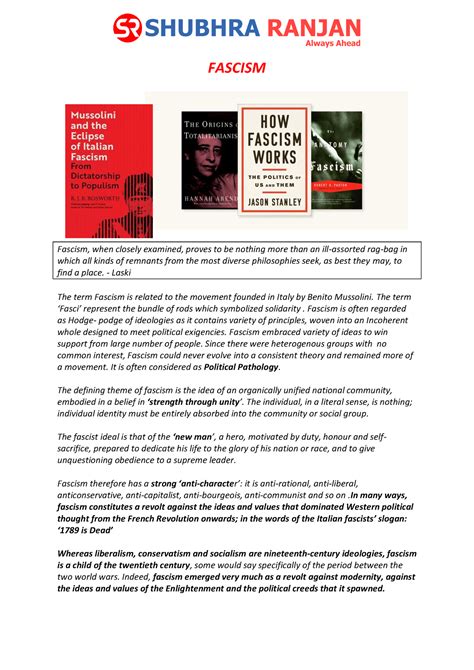 Fascism as Political Pathology. - FASCISM Fascism, when closely ...
