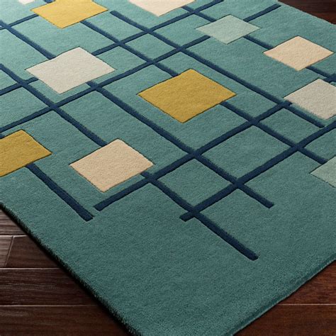 Forum Geometric Hand-Tufted Wool Rug - Dark Blue