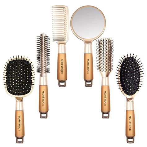 Buy MAJESTIQUE 6 In 1 Hair Brush Set - Golden Series Styling Brush ...
