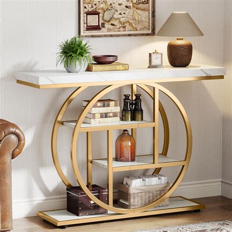 Tribesigns 41.3" Console Table, Industrial 4-Tier Sofa Entryway Table ...