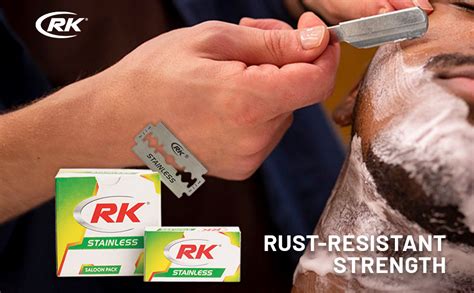 RK Stainless Double Edge Shaving Blades, (50 in 1), (Pack of 4) Saloon ...