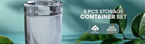 Buy SAIL SALEM STAINLESS 5-Piece Storage Container Set | Premium ...