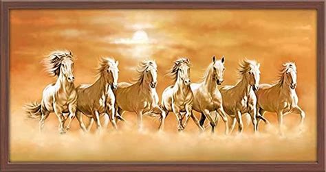 Jatin Handicrafts Vaastu Seven Horse Canvas Painting/Seven Lucky ...