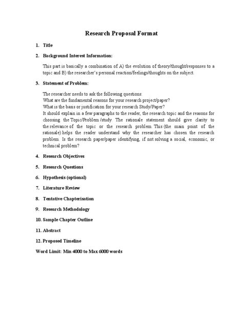 Image result for Research Proposal Format