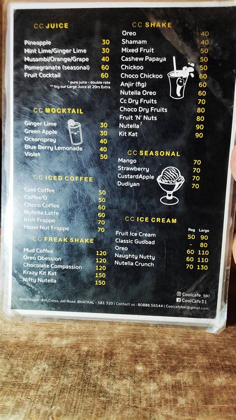 Menu at Cool Cafe, Bhatkal, Azad Nagar 4th Cross