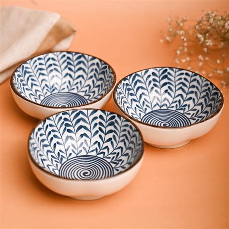 Buy Market99 Ceramic Blue Serving Bowl Set of 3 (100Ml) | Bowls for ...