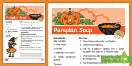 Pumpkin Soup Recipe Sheets (teacher made) - Twinkl