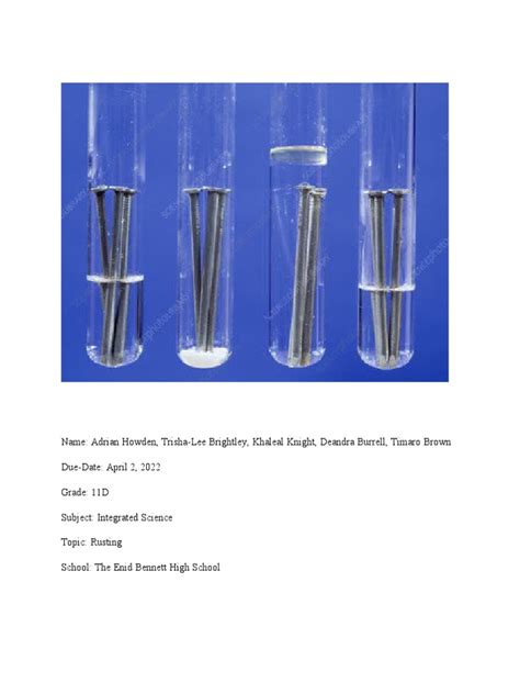 Image result for Rusting Science