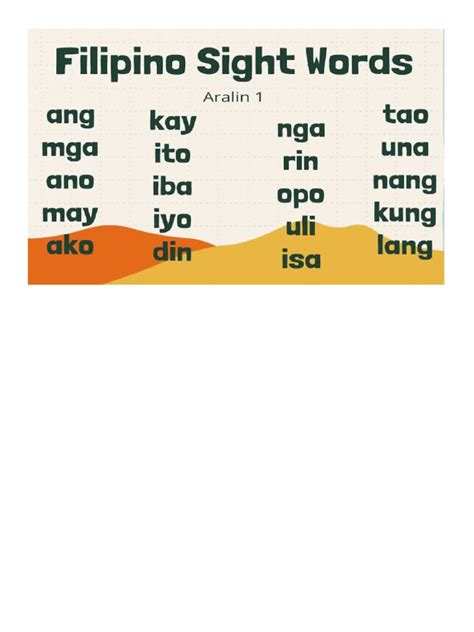 Image result for Tagalog Basic Sight Words