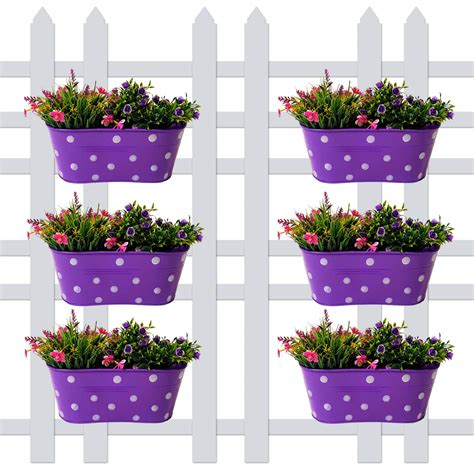 Wonderland 12 Inch Polka dot Railing Planter in Set of 6 (Purple ...