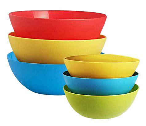 Heart Home Plastic Microwave Safe 6 Pieces Mixing Bowl Set- 1000, 1500 ...