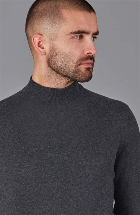 Mens 100% Cotton Mock Turtle Neck Jumper – Paul James Knitwear