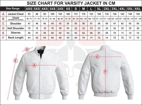 Adult Varsity Jacket Size Chart – Battlestar Clothing and Gears Co