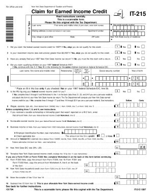Fillable Online Instructions for Form IT-215 Claim for Earned Income ...