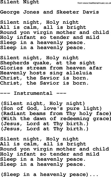 Silent Night by George Jones - Counrty song lyrics