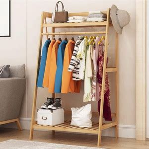 ADA Natural Bamboo Coat Stand, Top Shelf Storage Organizer with Shoe ...