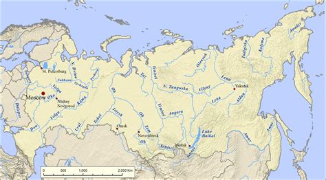 Geographical map of Russia: topography and physical features of Russia