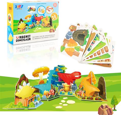 Buy JOY SPOT! Dinosaur 3D Magnet Kit, 4 Realistic Jurassic Dinosaur ...