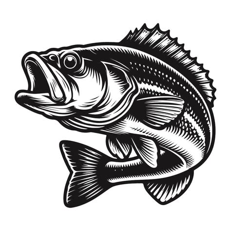 Free Smallmouth Bass Fish SVG Black And White SVG Vector File For Laser ...