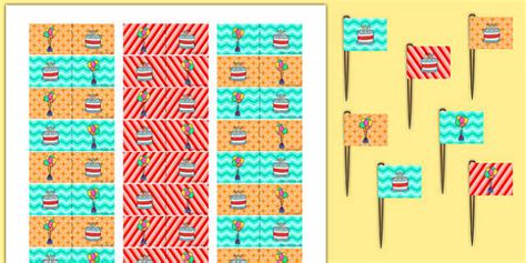 4th Birthday Party Toothpick Flags