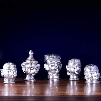 Budhshiv.com Brass Set of 5 Shiva Mukhlingam | Silver Plated Divine ...