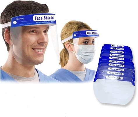 Buy Amstt 10 Pcs Transparent Protective Safety Face Shield Reusable ...
