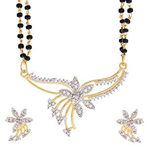 Buy KENNICE Gold-Plated White American Diamond Studded Mangalsutra with ...