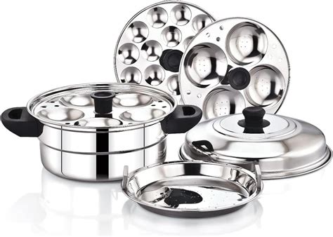 Hometronics Stainless Steel Multi Steamer Pot (3 Idli Plates/13 Idlis ...