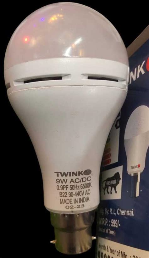 Buy 9 Watt Inverter LED Bulb Rechargeable Emergency AC/DC Bulb Color ...