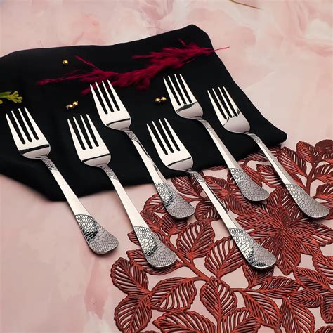 Buy Parage 6 Pieces Stainless Steel Forks Set, 16 cm Long, Premium ...