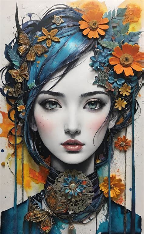 Mixed-Media Woman Portrait Free Stock Photo - Public Domain Pictures