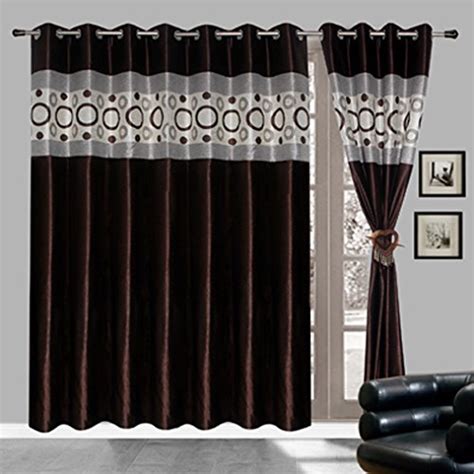 Buy Elegance Beautiful Panel Design Brown Long Door Curtain Set of 4 ...