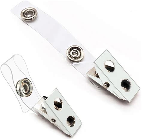 Amazon.com : 100Pcs Premium Metal Badge Clips with Clear PVC Straps for ...