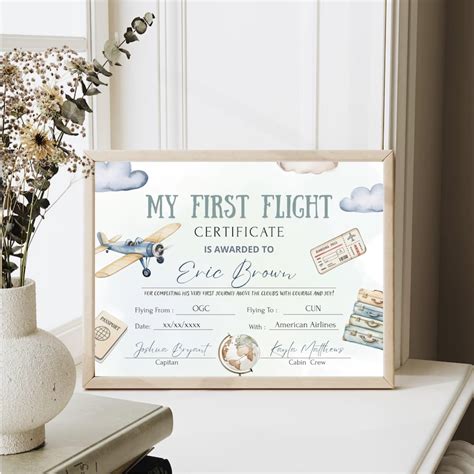 Buy My First Flight Certificate Template Online In India - Etsy India