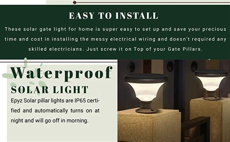 Epyz Solar Gate Pillar Light Outdoor Garden Home Round Shape Waterproof ...