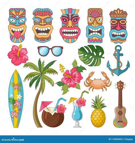 Tribal Symbols of Hawaiian and African Culture Stock Vector - Illustration of collection, exotic ...